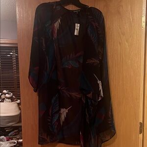 Kasper Multicolor Feather Pattern kimono
